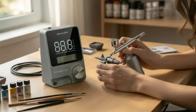 Gaahleri Turbox Mini Airbrush-Kit: Die leise Kraft für präzise Meisterwerke am Schreibtisch